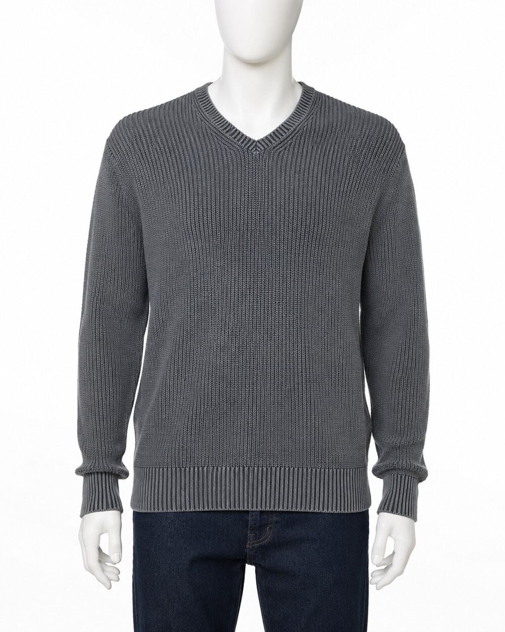GAP Men’s Chunky Knit V-Neck Sweater XL Blue Cotton Pullover Casual Classic
